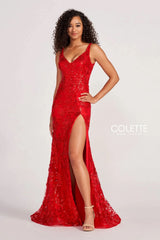 Colette CL2040 Prom Fitted Sequin Formal Long Dress