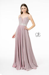 A-Line Pleated Long Prom Dress