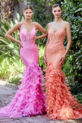Andrea & Leo A1116 Feather Mermaid Prom Dress