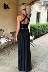Alara Lace-Up Back Maxi Dress - Black