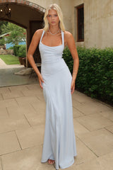 Alara Lace-Up Back Maxi Dress - Blue