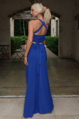 Alara Lace-Up Back Maxi Dress - Navy