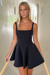 Alice Square Neck Mini Dress - Black