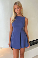 Arora Open Back Mini Dress - Navy