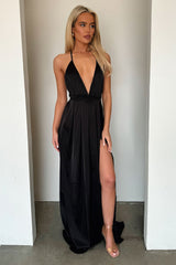 Scarlett Halter Maxi Dress - Black